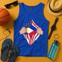 Filipino American Superhero Usa Philippines Man Chest Flag Gift Tank Top thumb 4