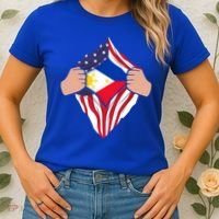 Filipino American Superhero Usa Philippines Man Chest Flag Gift Women's T-Shirt thumb 2