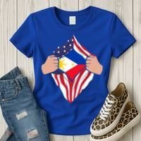 Filipino American Superhero Usa Philippines Man Chest Flag Gift Women's T-Shirt thumb 3