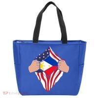 Filipino American Superhero Usa Philippines Man Chest Flag Gift Tote Bag thumb 0