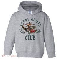 Feral Aunts Social Club The Cool Aunt Pregnancy Raccoon Toddler Hoodie thumb 0