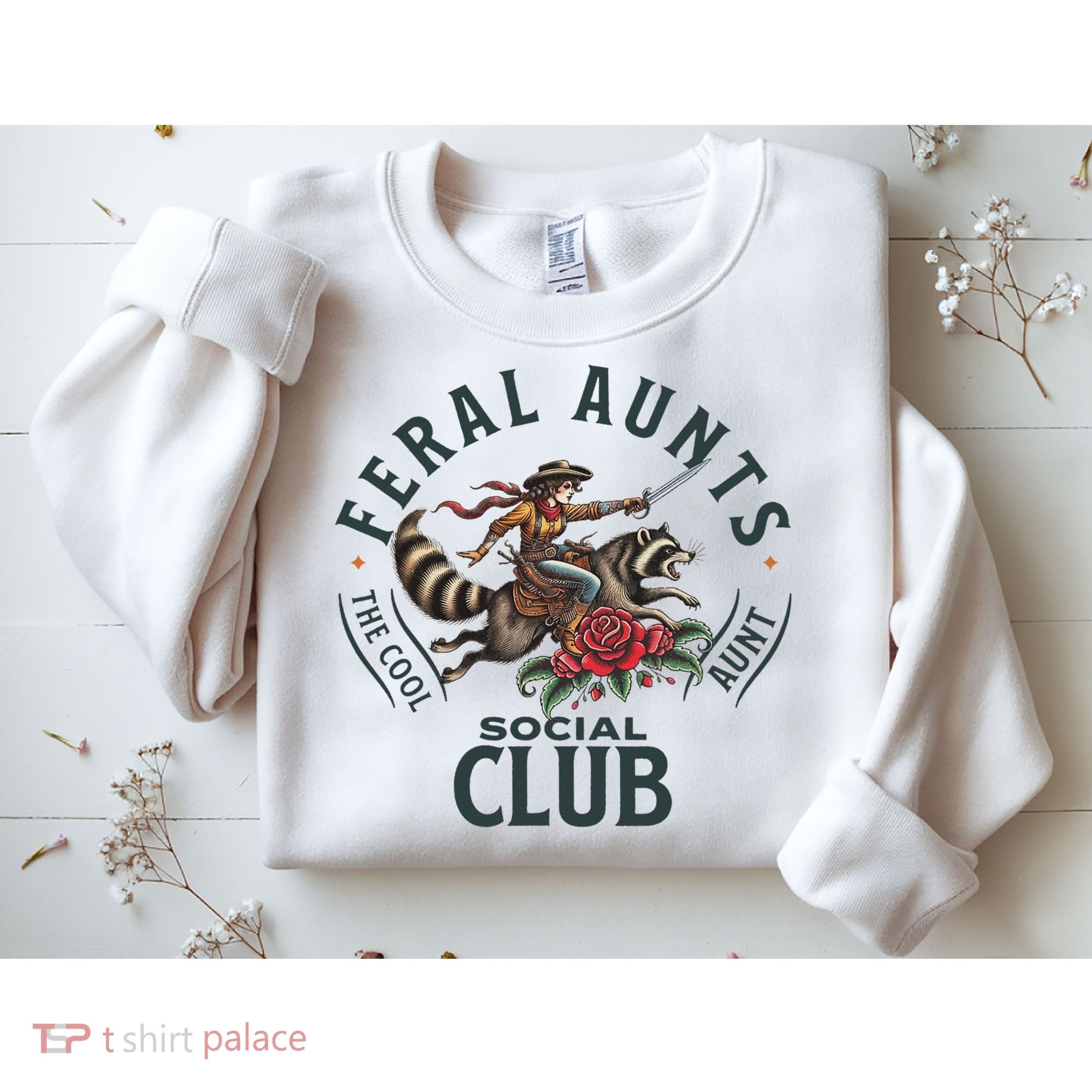 Feral Aunts Social Club The Cool Aunt Pregnancy Raccoon Sweatshirt