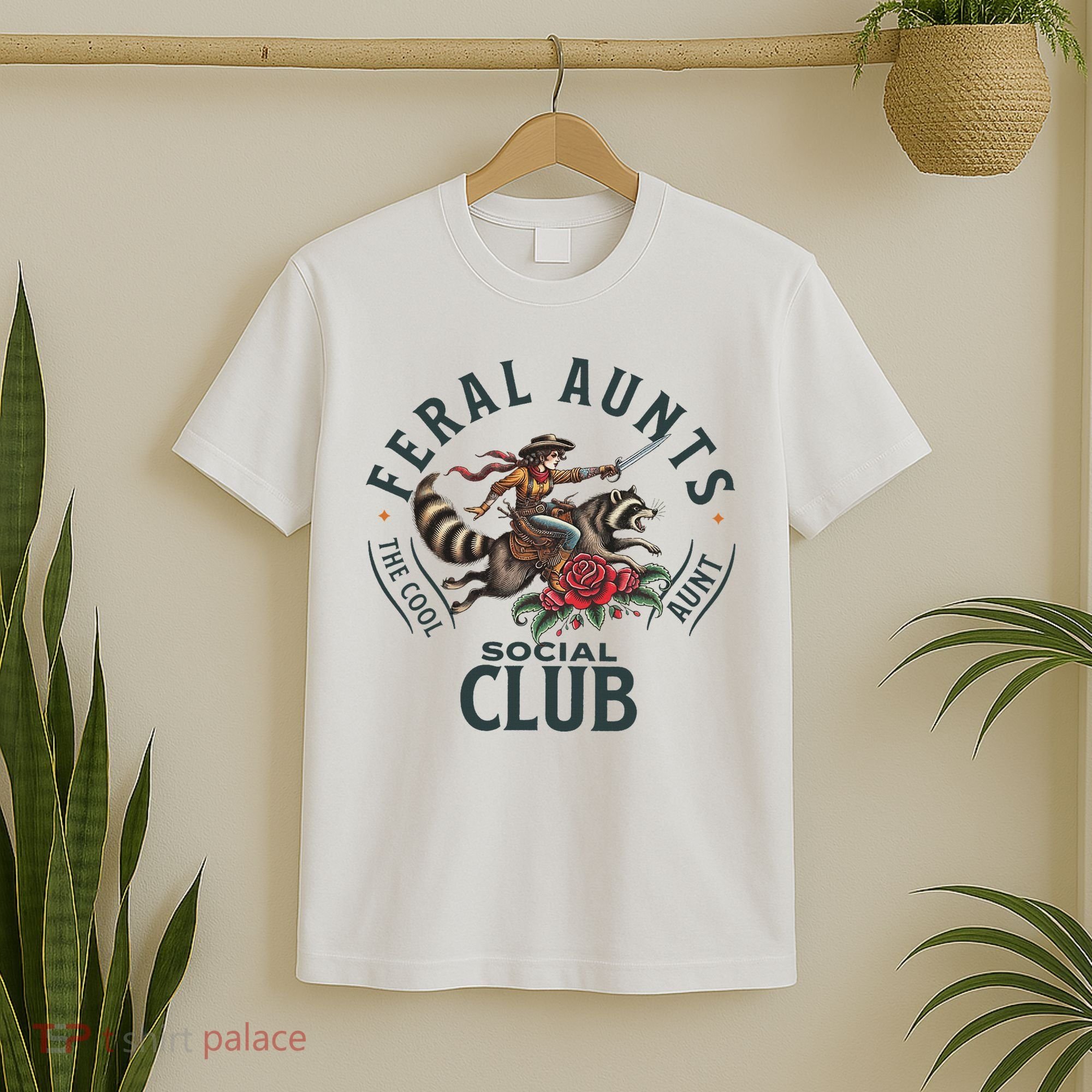 Feral Aunts Social Club The Cool Aunt Pregnancy Raccoon T-Shirt