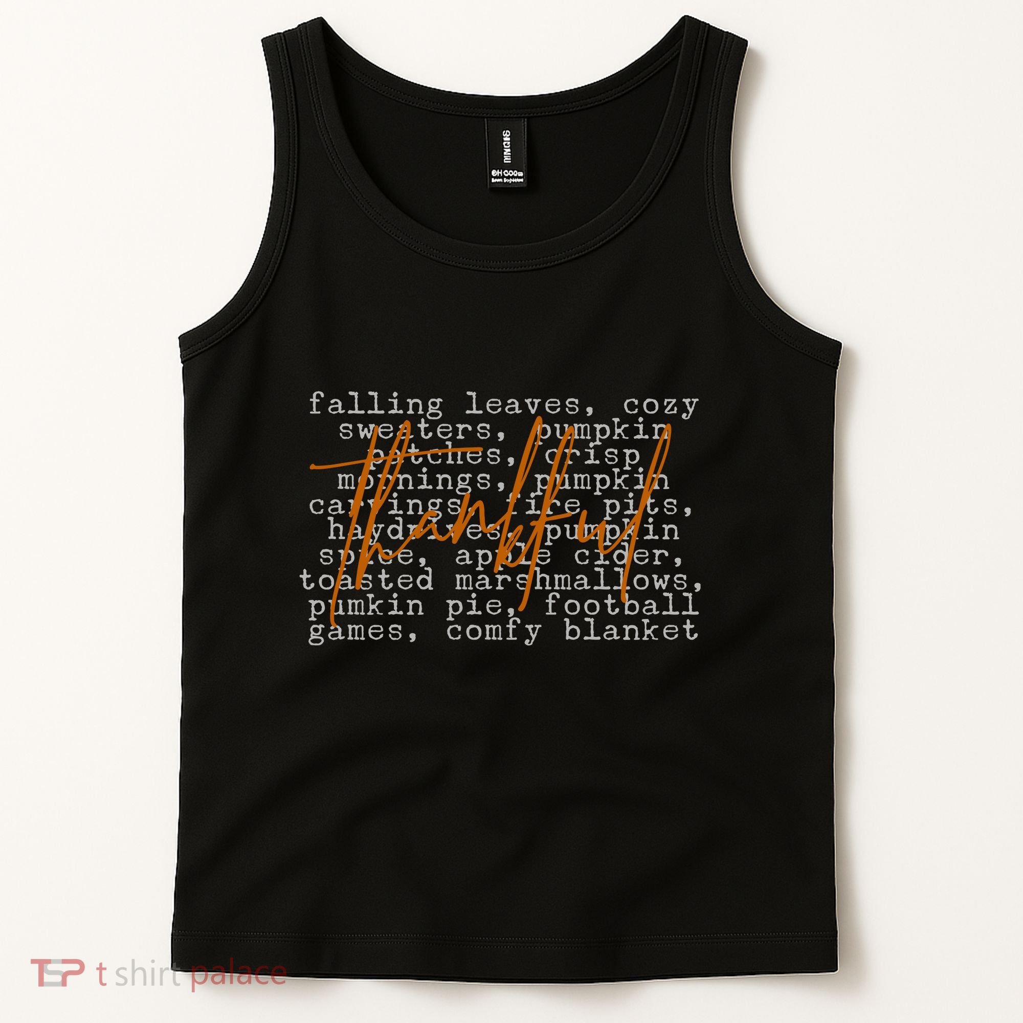 Fall Autumn Season Thankful Quote Tank Top