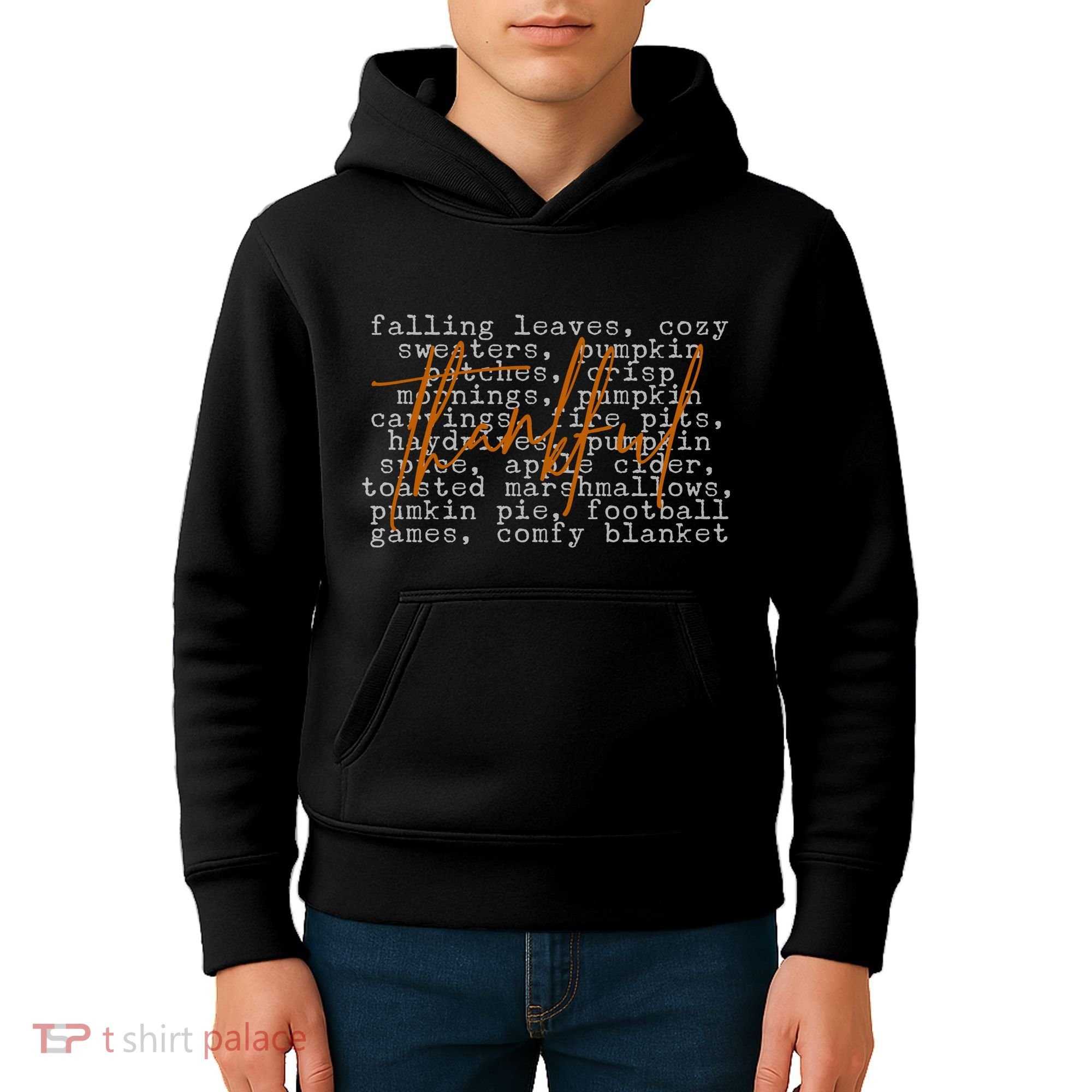 Fall Autumn Season Thankful Quote Kids Hoodie