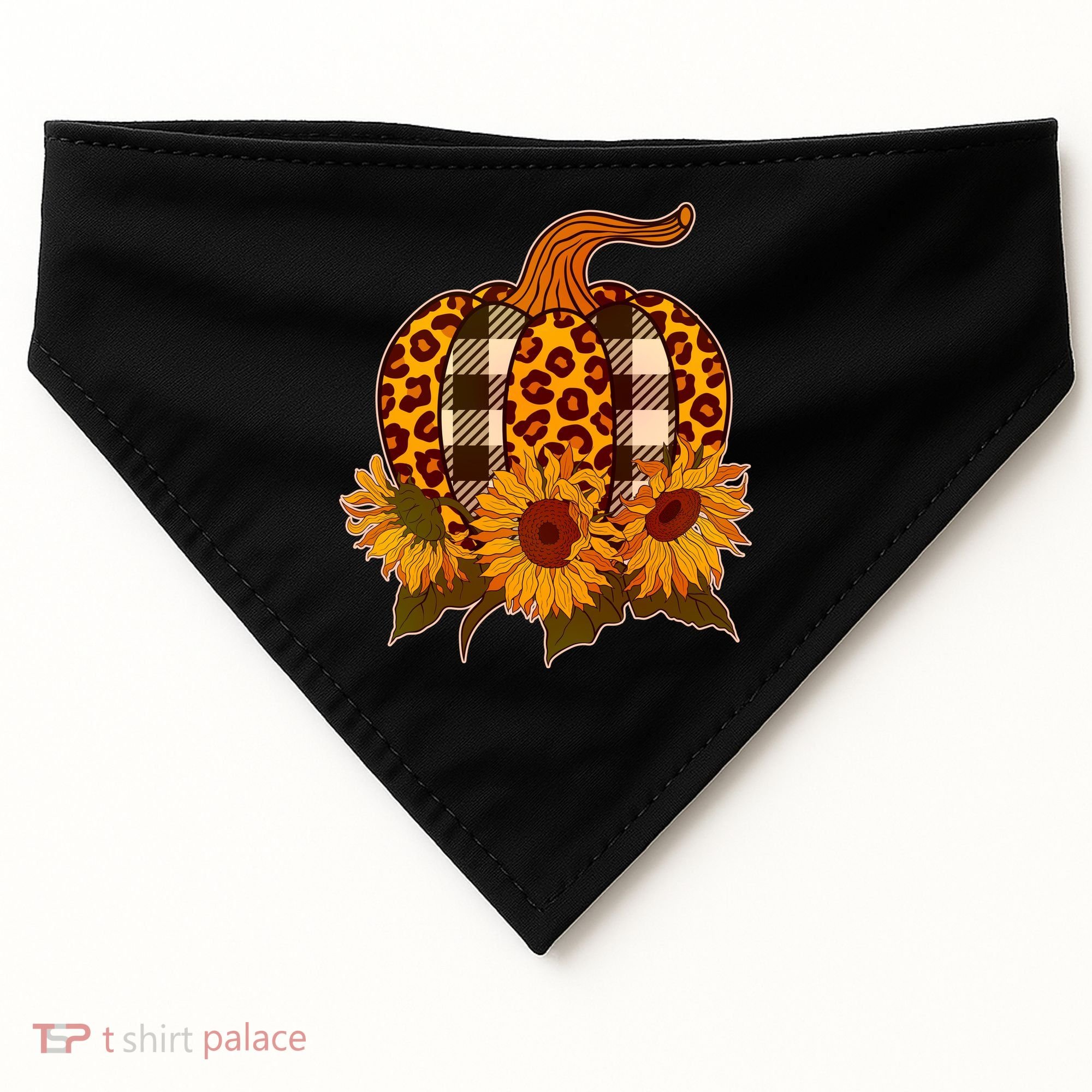Fashion Autumn Leopard Buffalo Plaid Pumpkin USA-Made Doggie Bandana