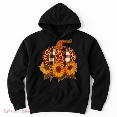 Fashion Autumn Leopard Buffalo Plaid Pumpkin Hoodie