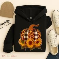 Fashion Autumn Leopard Buffalo Plaid Pumpkin Hoodie thumb 4