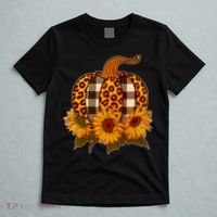 Fashion Autumn Leopard Buffalo Plaid Pumpkin T-Shirt thumb 5