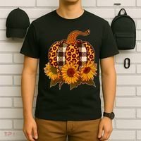 Fashion Autumn Leopard Buffalo Plaid Pumpkin T-Shirt thumb 6