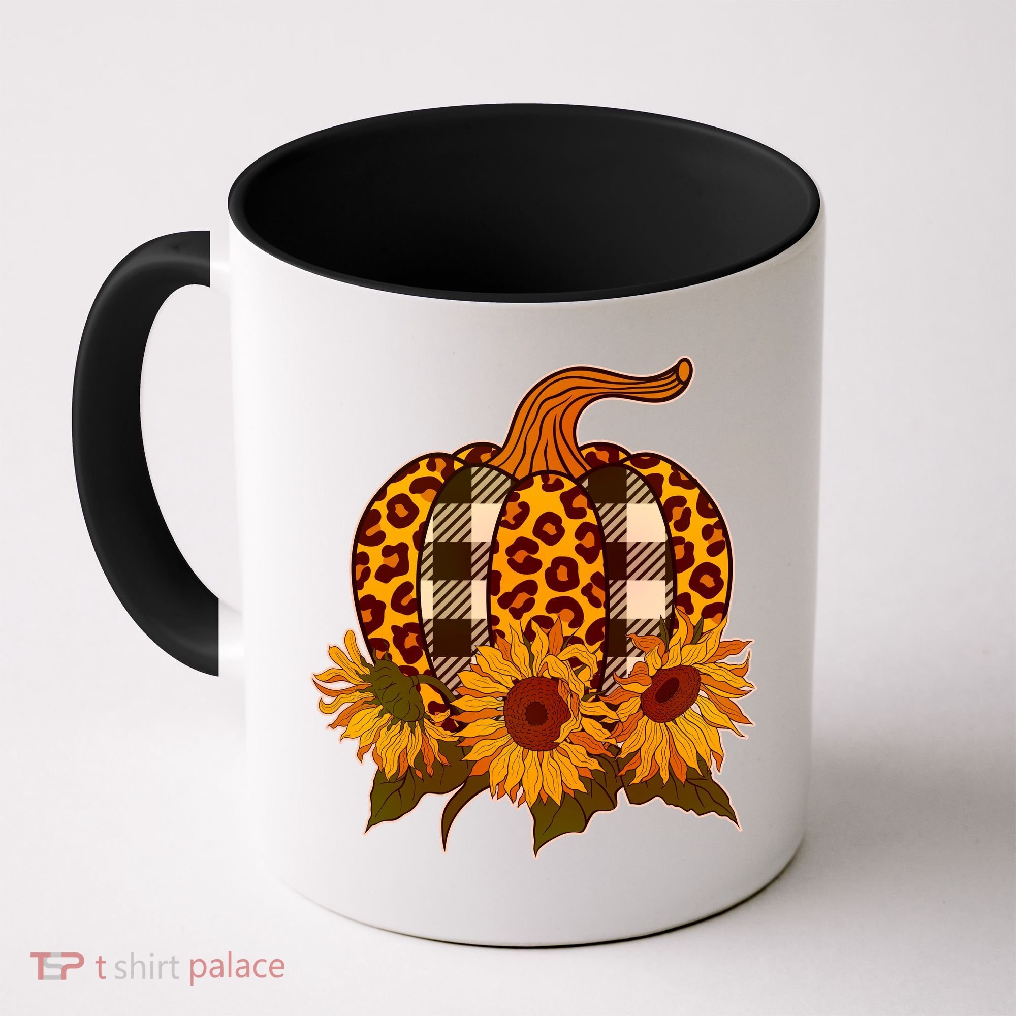 Fashion Autumn Leopard Buffalo Plaid Pumpkin Coffee Mug