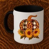 Fashion Autumn Leopard Buffalo Plaid Pumpkin Coffee Mug thumb 2