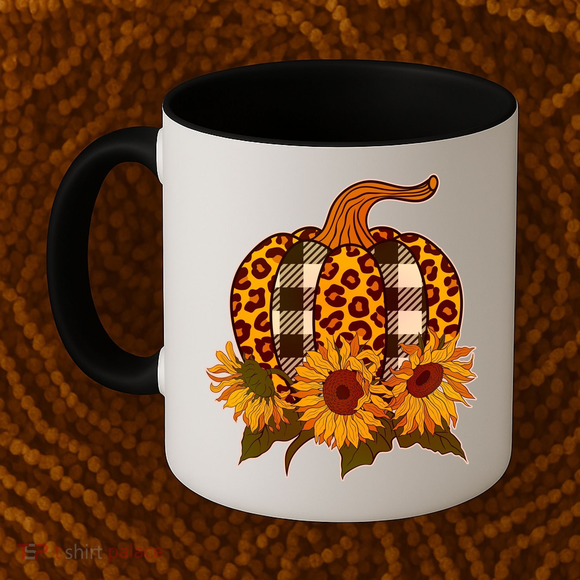 Fashion Autumn Leopard Buffalo Plaid Pumpkin Coffee Mug