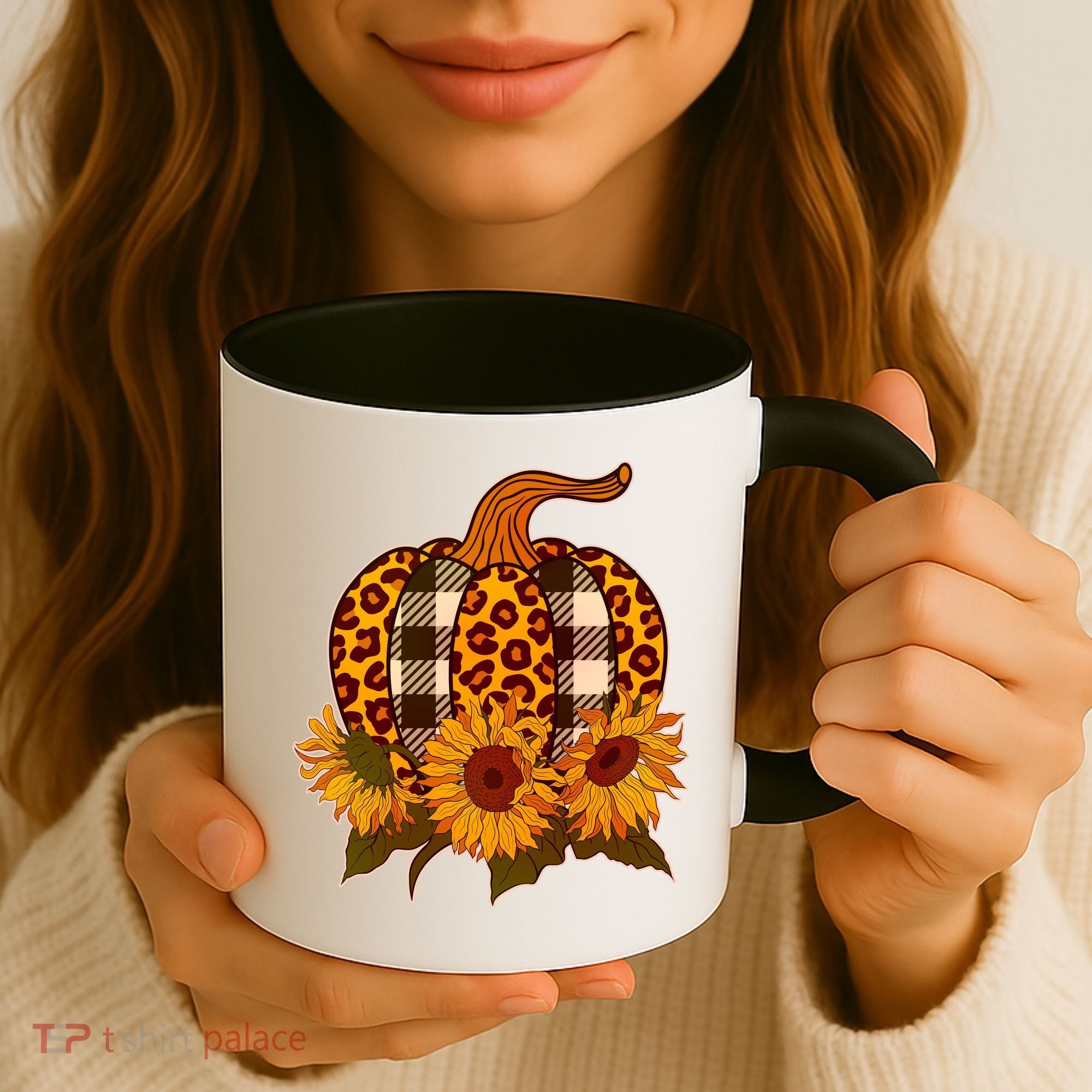 Fashion Autumn Leopard Buffalo Plaid Pumpkin Coffee Mug