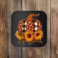 Fashion Autumn Leopard Buffalo Plaid Pumpkin Coaster thumb 0