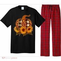 Fashion Autumn Leopard Buffalo Plaid Pumpkin Pajama Set thumb 0
