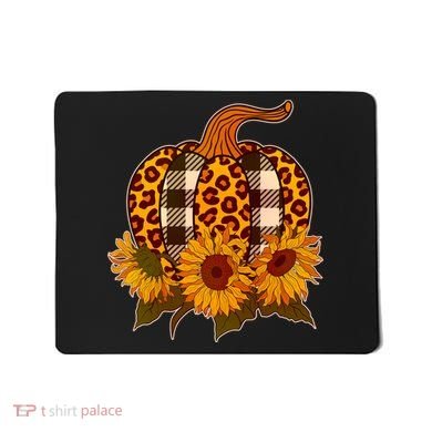 Fashion Autumn Leopard Buffalo Plaid Pumpkin Mousepad