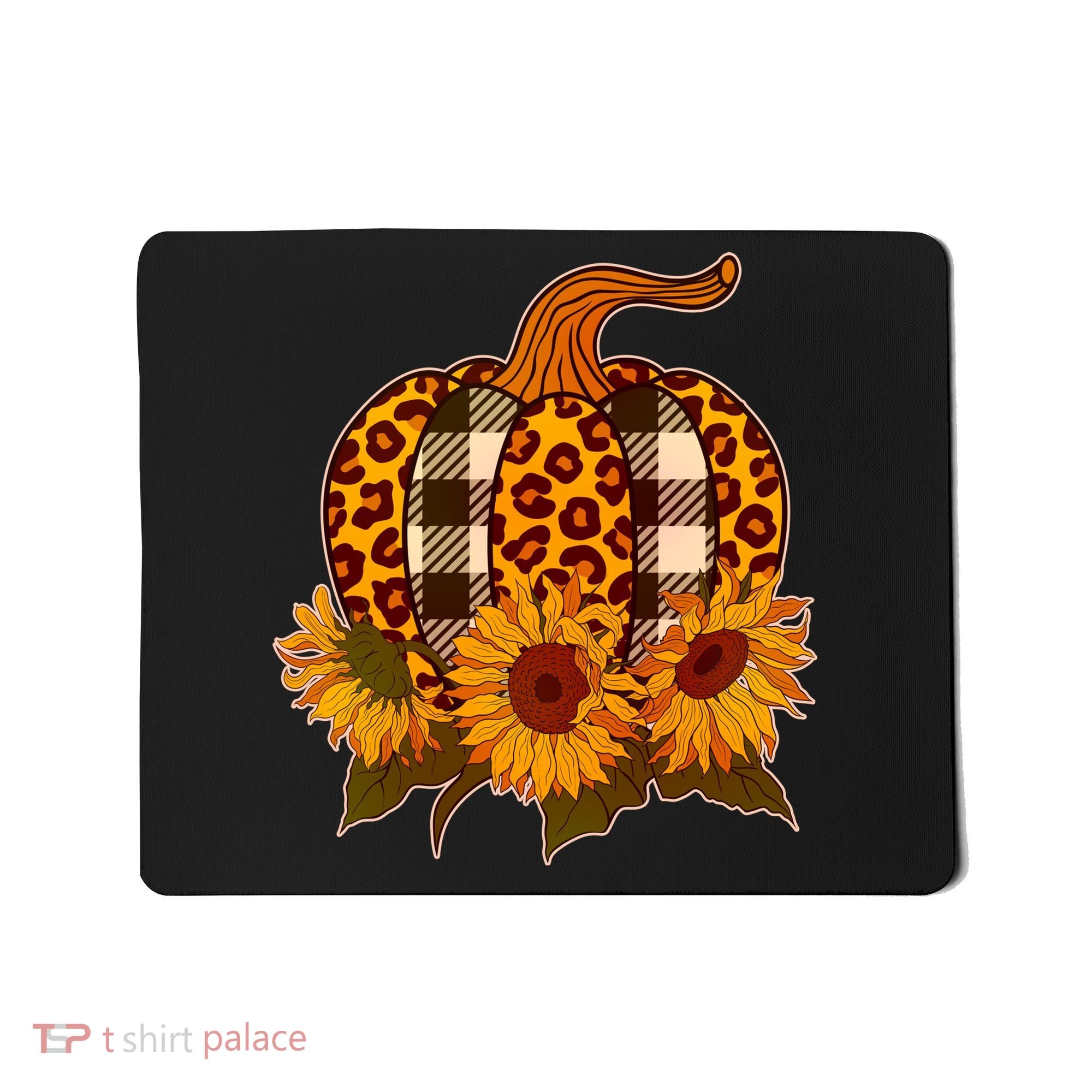 Fashion Autumn Leopard Buffalo Plaid Pumpkin Mousepad