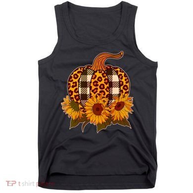 Fashion Autumn Leopard Buffalo Plaid Pumpkin Tank Top