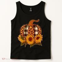 Fashion Autumn Leopard Buffalo Plaid Pumpkin Tank Top thumb 2