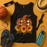 Fashion Autumn Leopard Buffalo Plaid Pumpkin Tank Top thumb 4