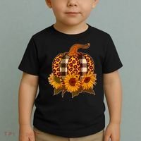 Fashion Autumn Leopard Buffalo Plaid Pumpkin Toddler T-Shirt thumb 2