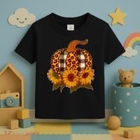 Fashion Autumn Leopard Buffalo Plaid Pumpkin Toddler T-Shirt thumb 3