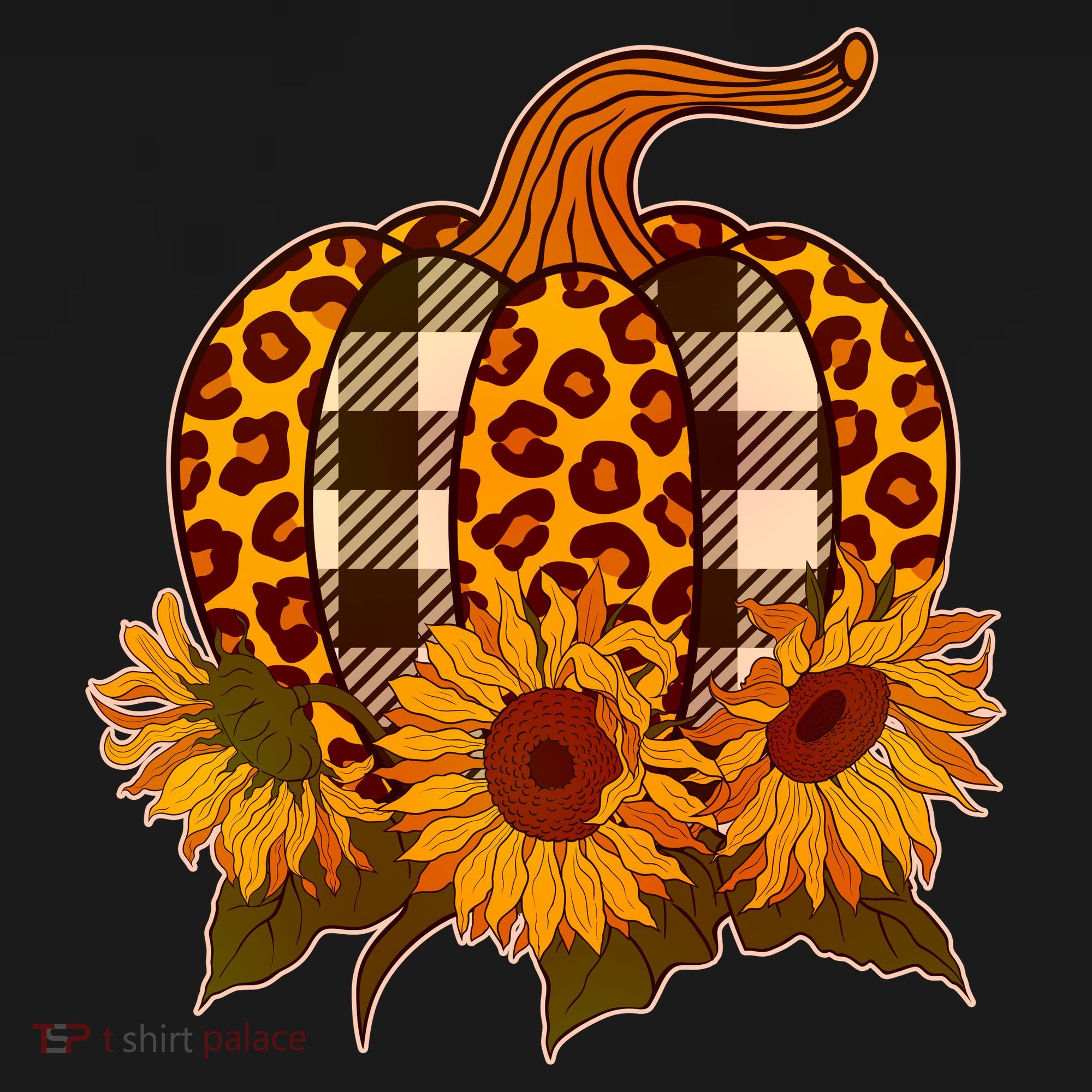 Fashion Autumn Leopard Buffalo Plaid Pumpkin Kids Sweatshirt
