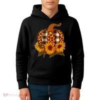 Fashion Autumn Leopard Buffalo Plaid Pumpkin Kids Hoodie thumb 4