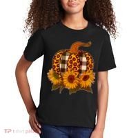 Fashion Autumn Leopard Buffalo Plaid Pumpkin Kids T-Shirt thumb 2