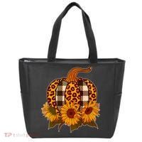 Fashion Autumn Leopard Buffalo Plaid Pumpkin Tote Bag thumb 0