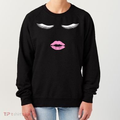 Fashion Style Eyelash Lips Lashes Pink Lipstick Women's Sweatshirt
