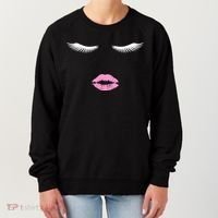 Fashion Style Eyelash Lips Lashes Pink Lipstick Women's Sweatshirt thumb 0