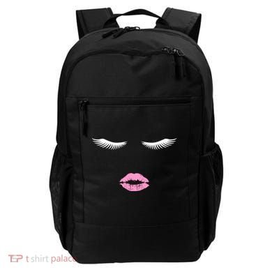 Fashion Style Eyelash Lips Lashes Pink Lipstick Backpack