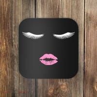 Fashion Style Eyelash Lips Lashes Pink Lipstick Coaster thumb 0