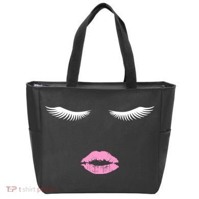 Fashion Style Eyelash Lips Lashes Pink Lipstick Tote Bag