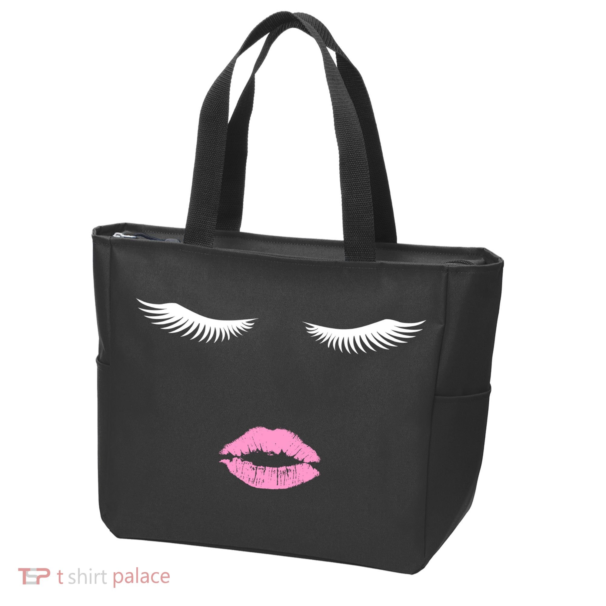 Fashion Style Eyelash Lips Lashes Pink Lipstick Tote Bag