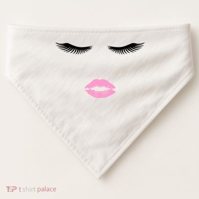 Fashion Style Eyelash Lips Lashes Pink Lipstick USA-Made Doggie Bandana