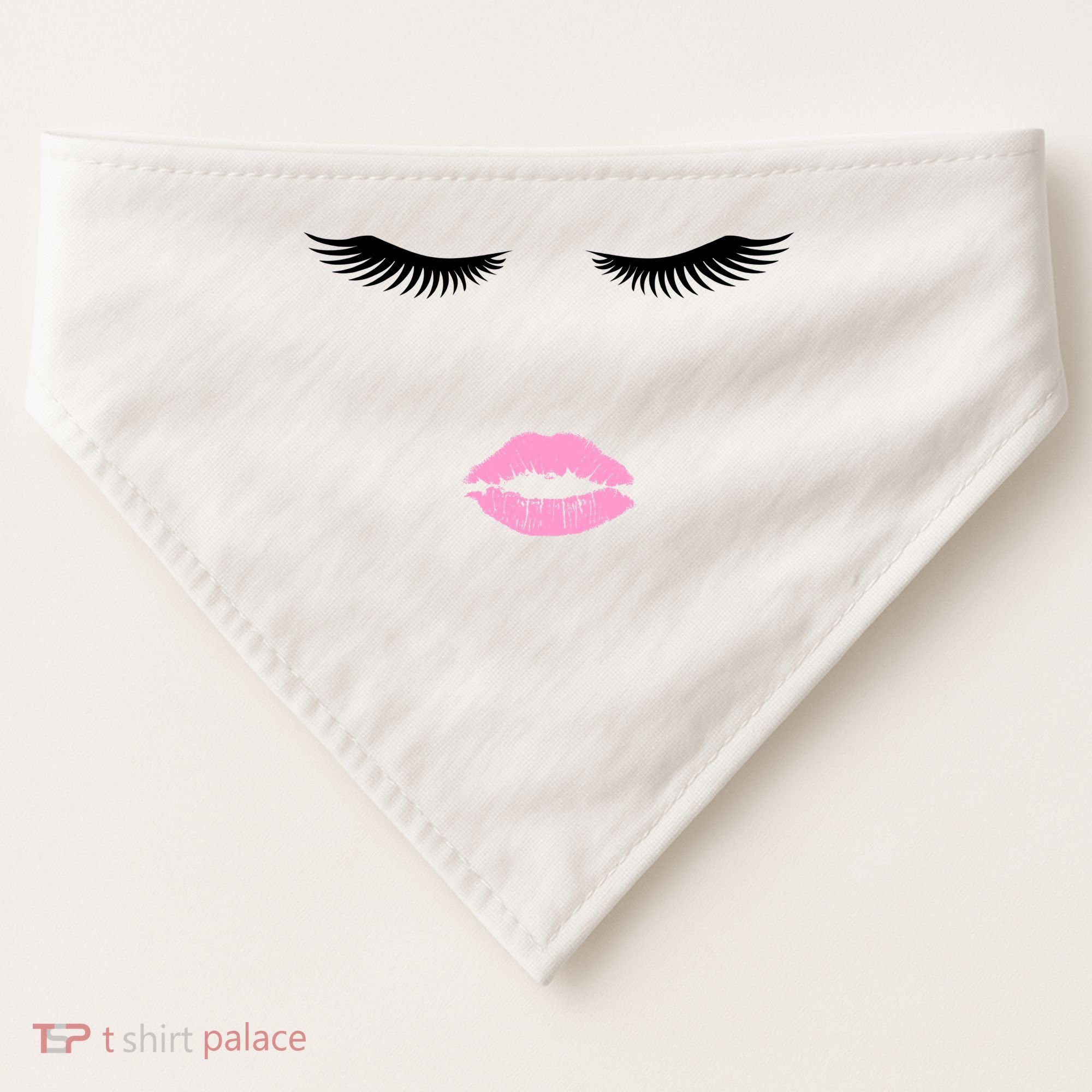 Fashion Style Eyelash Lips Lashes Pink Lipstick USA-Made Doggie Bandana