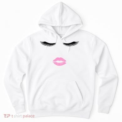 Fashion Style Eyelash Lips Lashes Pink Lipstick Hoodie