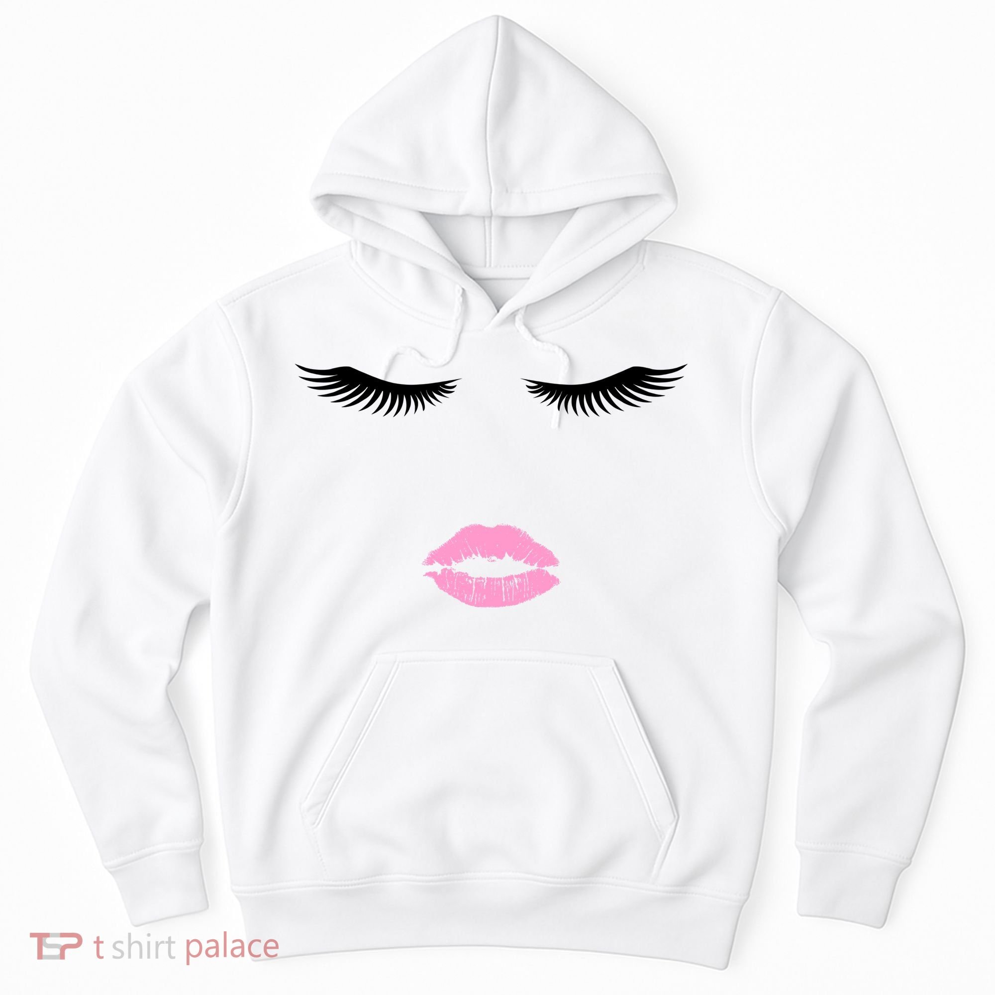 Fashion Style Eyelash Lips Lashes Pink Lipstick Hoodie