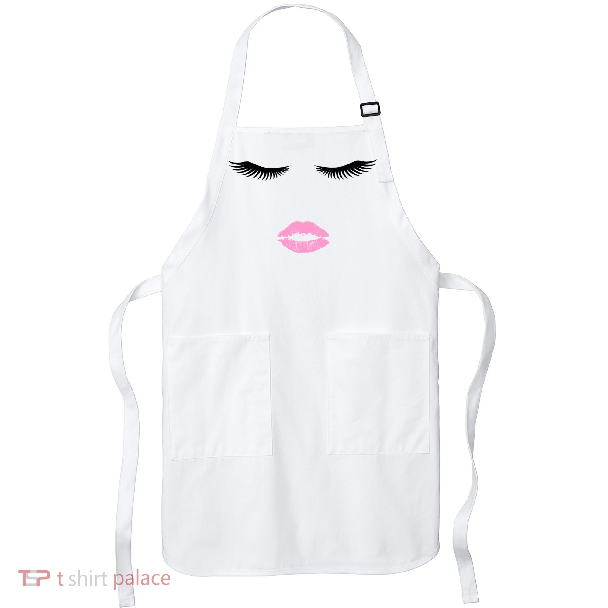 Fashion Style Eyelash Lips Lashes Pink Lipstick Apron