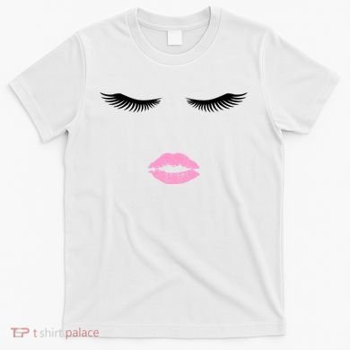Fashion Style Eyelash Lips Lashes Pink Lipstick T-Shirt