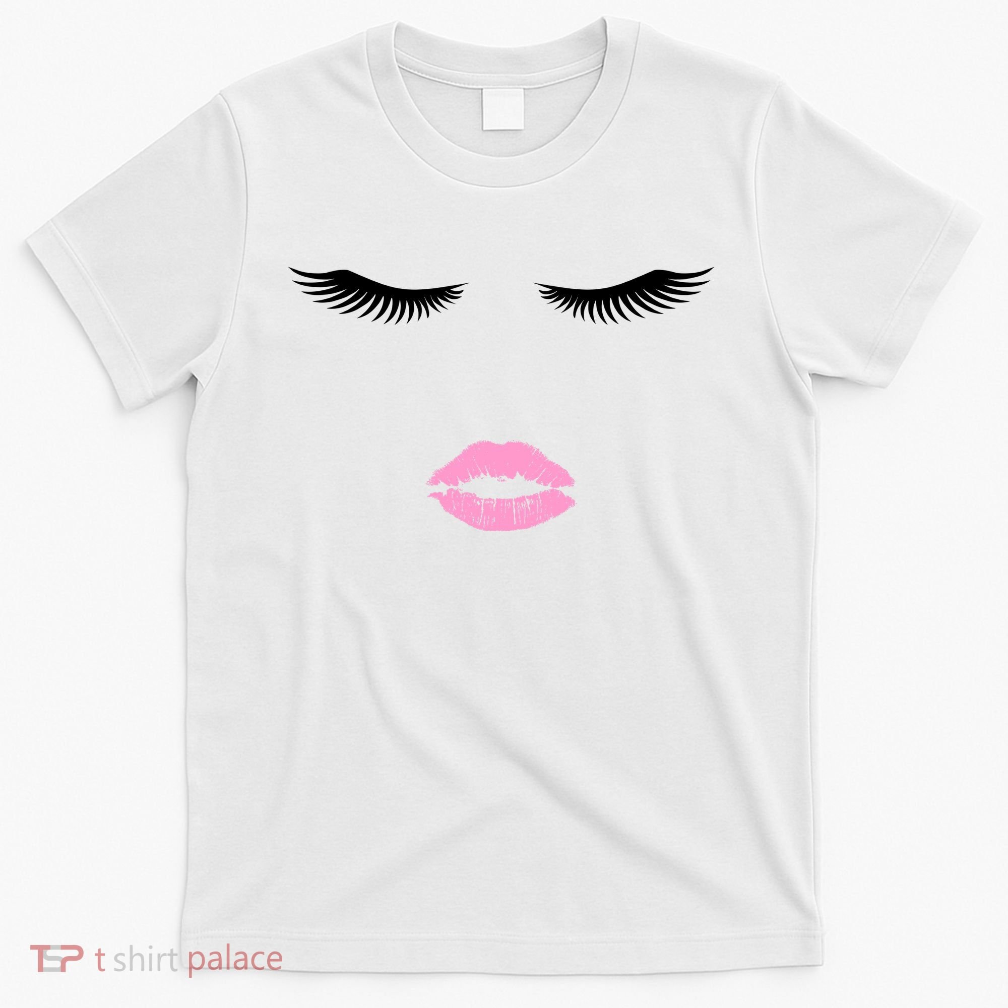 Fashion Style Eyelash Lips Lashes Pink Lipstick T-Shirt