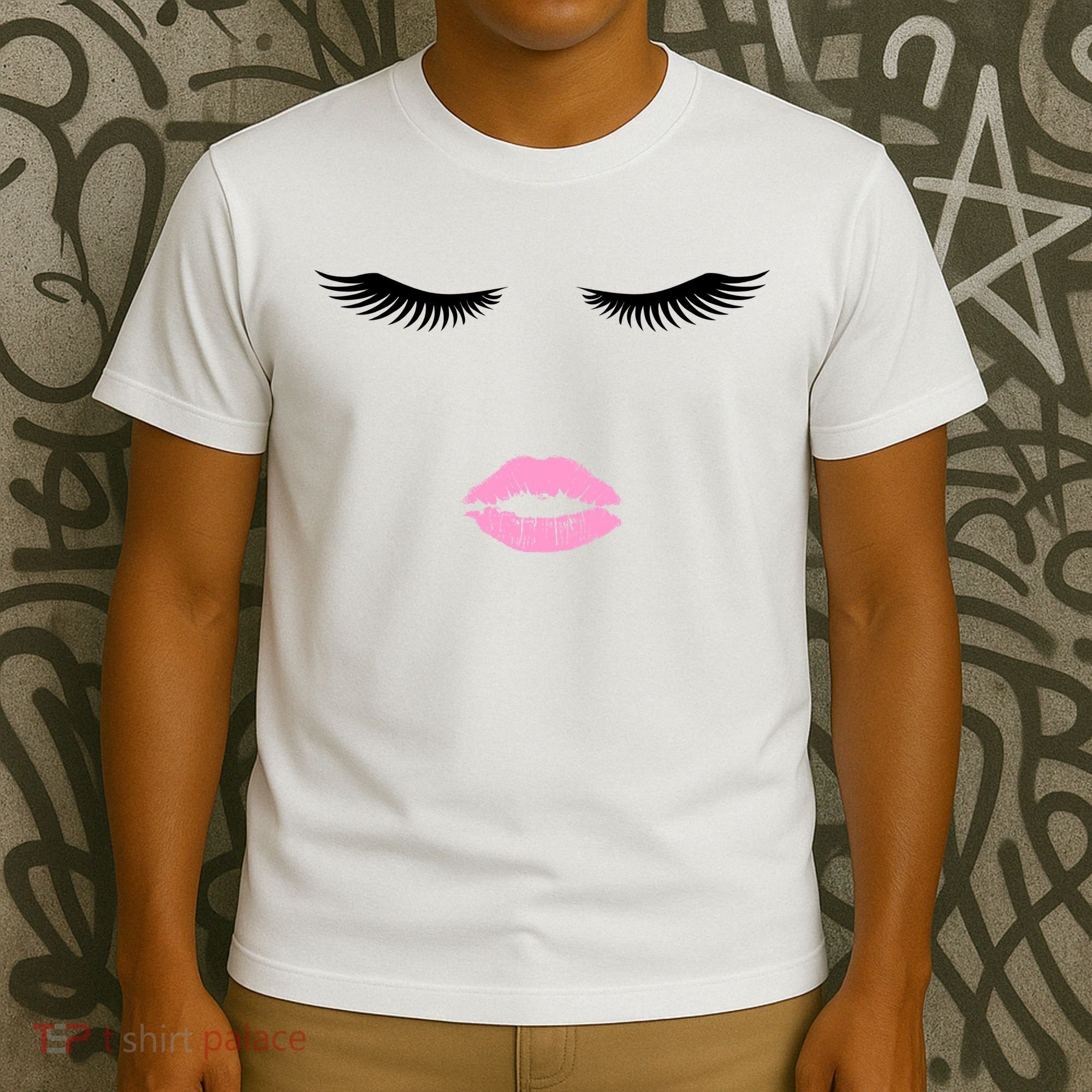 Fashion Style Eyelash Lips Lashes Pink Lipstick T-Shirt