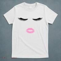 Fashion Style Eyelash Lips Lashes Pink Lipstick T-Shirt thumb 5