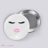 Fashion Style Eyelash Lips Lashes Pink Lipstick Button thumb 0