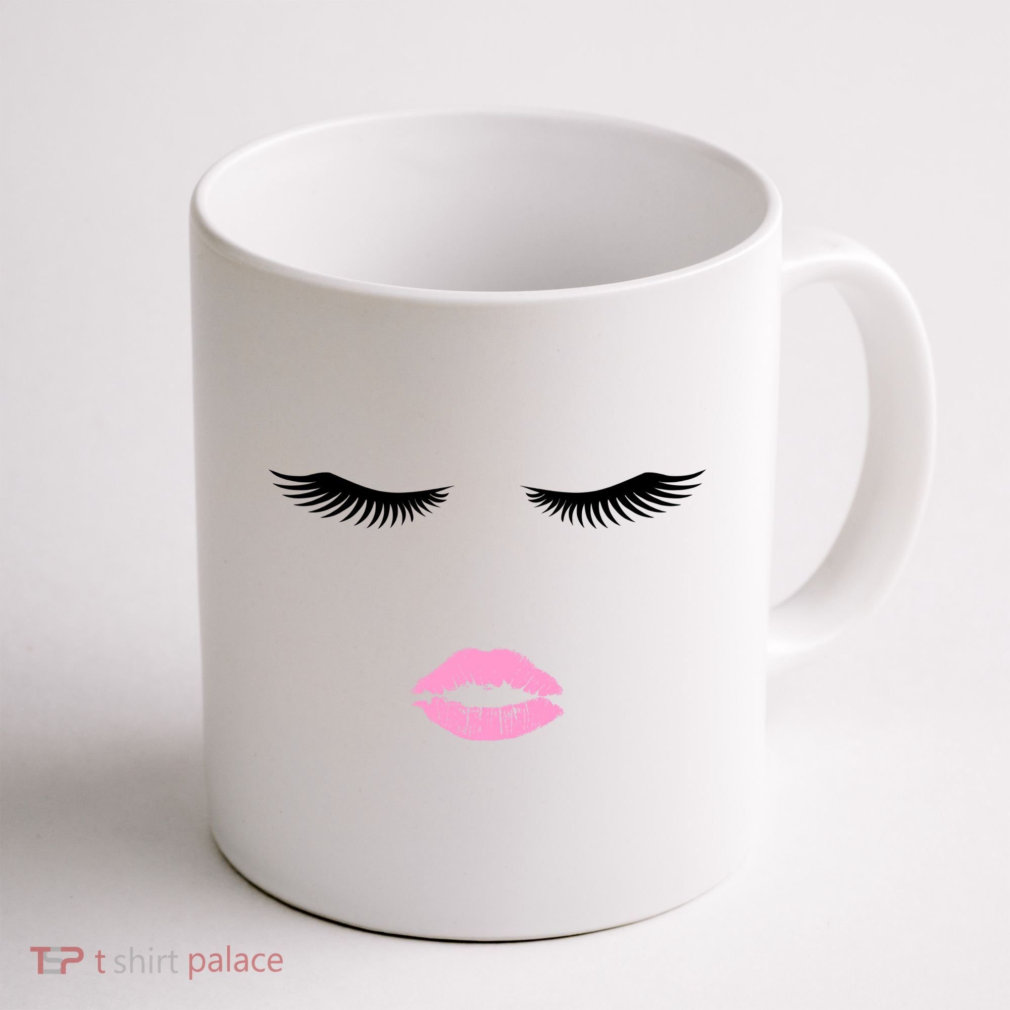 Fashion Style Eyelash Lips Lashes Pink Lipstick Coffee Mug