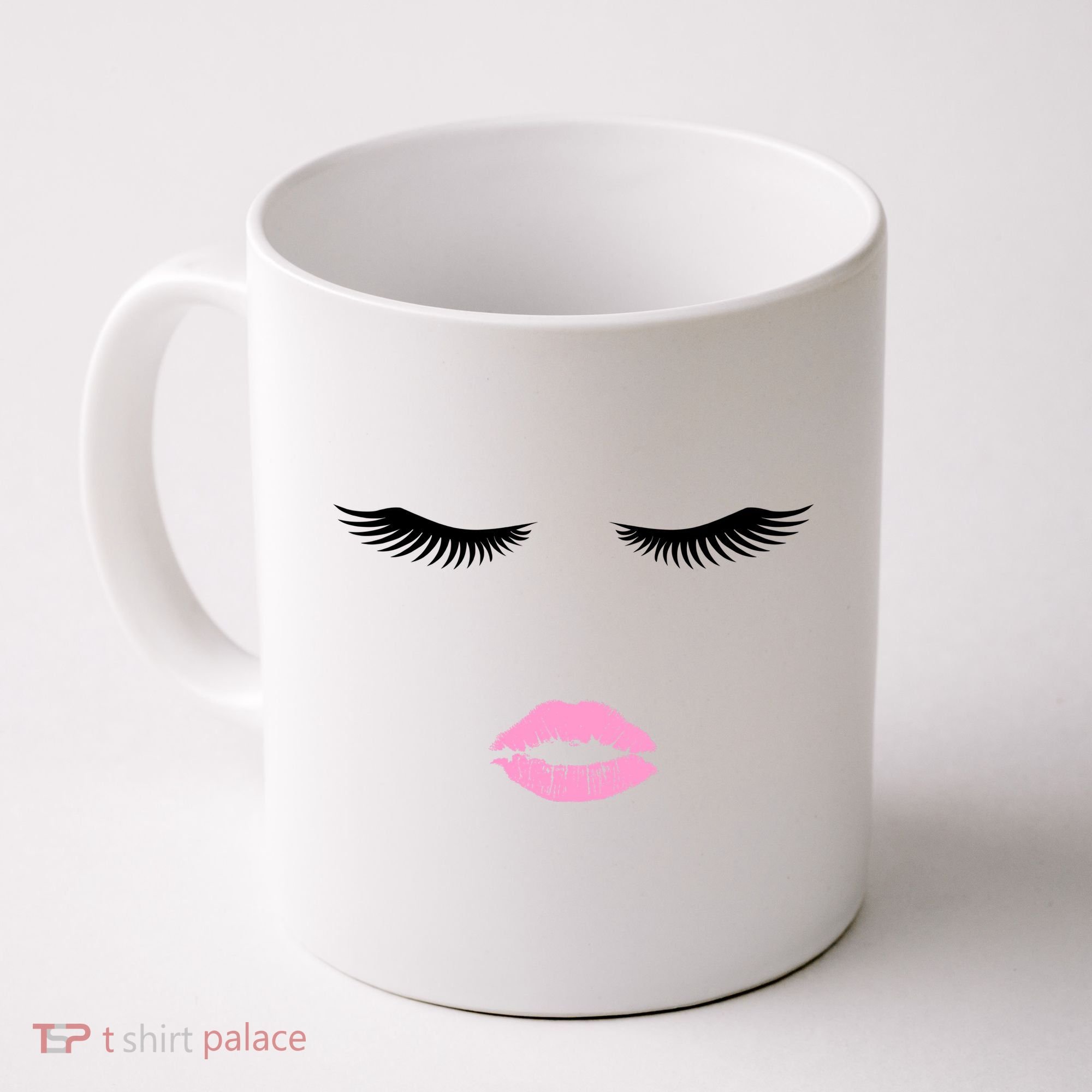 Fashion Style Eyelash Lips Lashes Pink Lipstick Coffee Mug