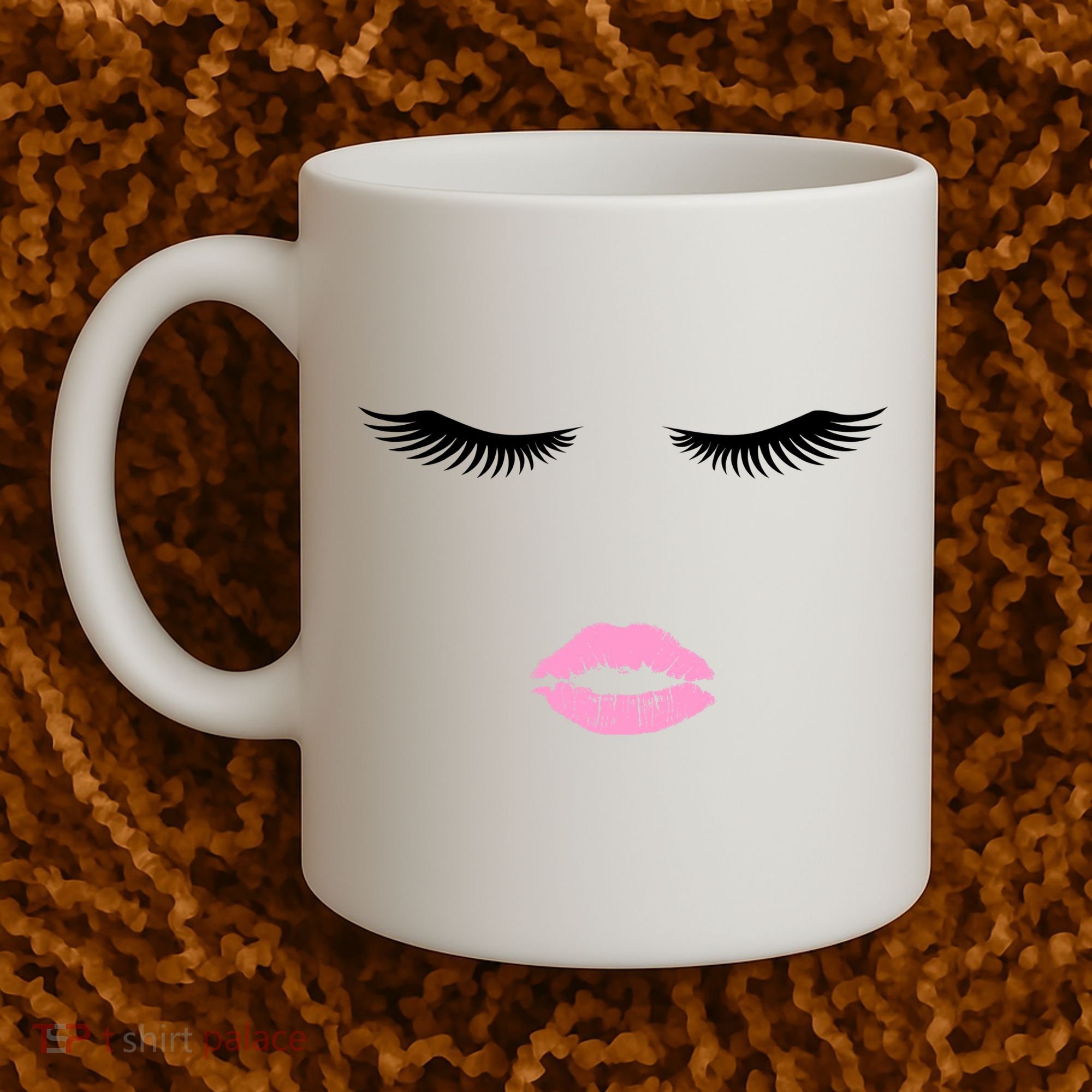 Fashion Style Eyelash Lips Lashes Pink Lipstick Coffee Mug